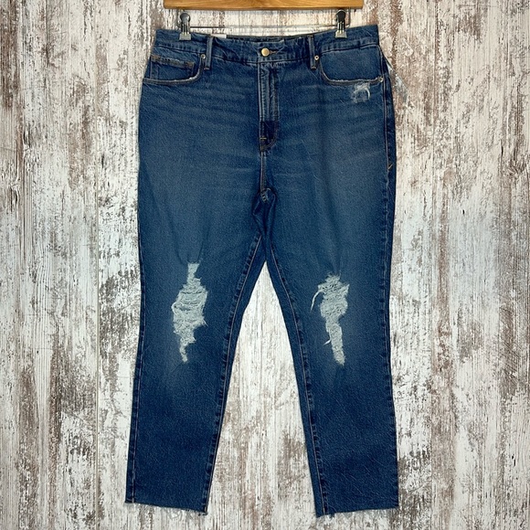 Good American The Weekender Distressed High Rise Straight Leg Jean 10/30 - Picture 3 of 10